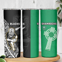 New Zealand and Ireland Rugby Skinny Tumbler All Black Maori Mix Shamrocks LT14 - Polynesian Pride