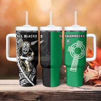 New Zealand and Ireland Rugby Tumbler With Handle All Black Maori Mix Shamrocks LT14 - Polynesian Pride