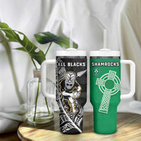 New Zealand and Ireland Rugby Tumbler With Handle All Black Maori Mix Shamrocks LT14 - Polynesian Pride