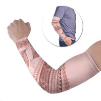 Pastel Pink Samoa Siapo Teuila Flowers Arm Sleeves - Polynesian Pride
