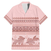 Pastel Pink Samoa Siapo Teuila Flowers Family Matching Mermaid Dress and Hawaiian Shirt LT14 Dad's Shirt - Short Sleeve Pastel Pink - Polynesian Pride