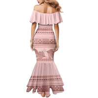 Pastel Pink Samoa Siapo Teuila Flowers Family Matching Mermaid Dress and Hawaiian Shirt LT14 - Polynesian Pride