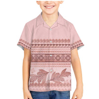 Pastel Pink Samoa Siapo Teuila Flowers Family Matching Mermaid Dress and Hawaiian Shirt LT14 Son's Shirt Pastel Pink - Polynesian Pride