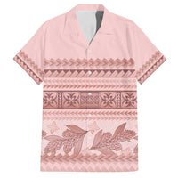 Pastel Pink Samoa Siapo Teuila Flowers Family Matching Off Shoulder Maxi Dress and Hawaiian Shirt LT14 Dad's Shirt - Short Sleeve Pastel Pink - Polynesian Pride
