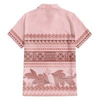 Pastel Pink Samoa Siapo Teuila Flowers Family Matching Short Sleeve Bodycon Dress and Hawaiian Shirt LT14 - Polynesian Pride