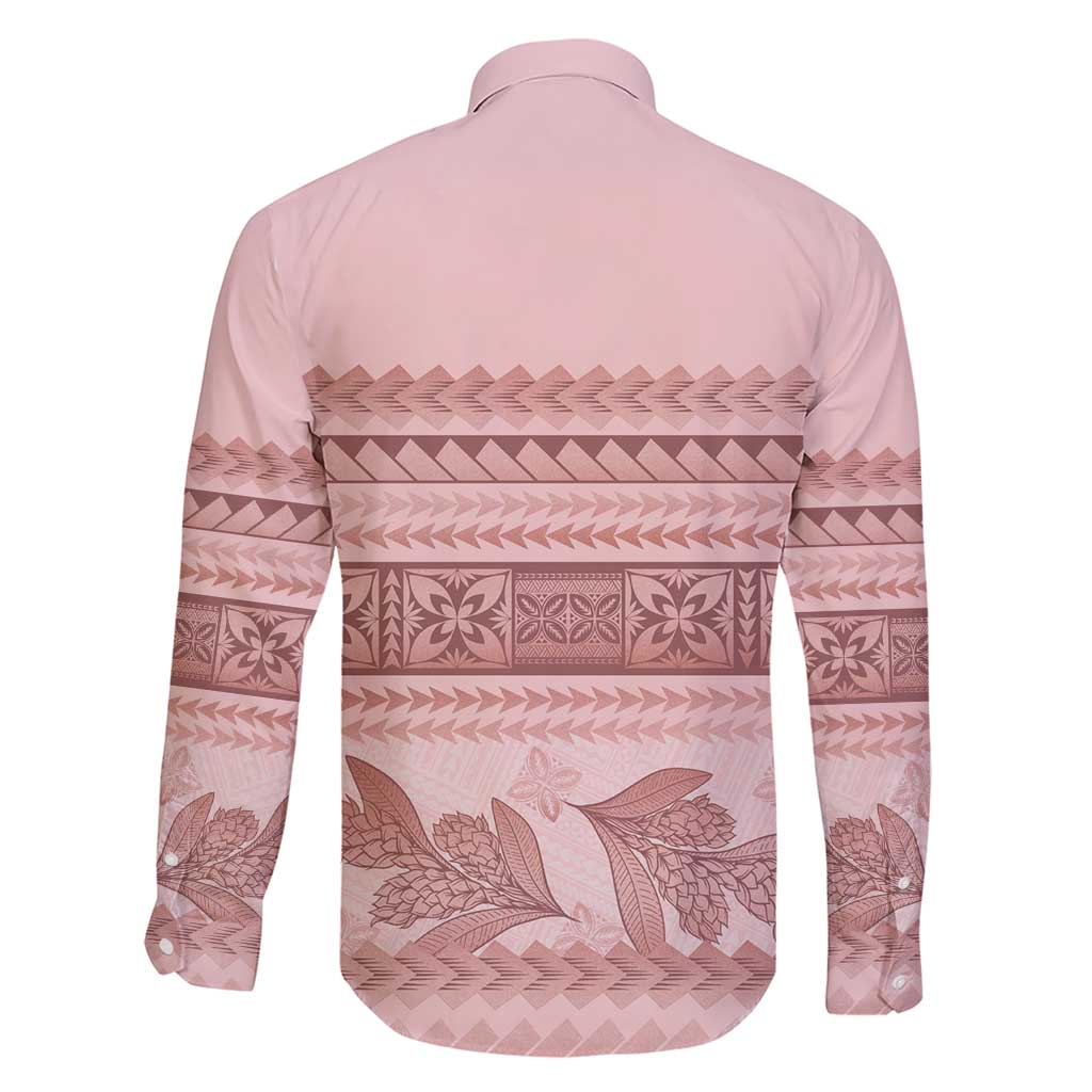Pastel Pink Samoa Siapo Teuila Flowers Family Matching Short Sleeve Bodycon Dress and Hawaiian Shirt LT14 - Polynesian Pride