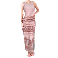 Pastel Pink Samoa Siapo Teuila Flowers Family Matching Tank Maxi Dress and Hawaiian Shirt LT14 Mom's Dress Pastel Pink - Polynesian Pride