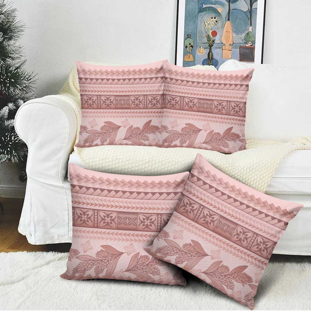 Pastel Pink Samoa Siapo Teuila Flowers Pillow Cover - Polynesian Pride