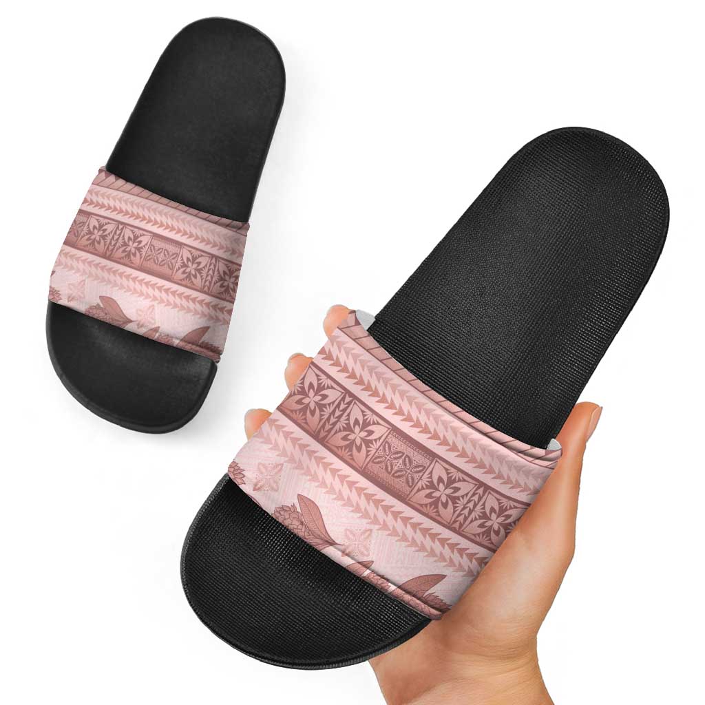 Pastel Pink Samoa Siapo Teuila Flowers Slide Sandals - Polynesian Pride