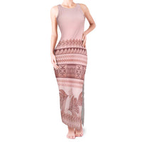Pastel Pink Samoa Siapo Teuila Flowers Tank Maxi Dress LT14 Women Pastel Pink - Polynesian Pride