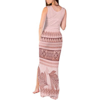 Pastel Pink Samoa Siapo Teuila Flowers Tank Maxi Dress LT14 - Polynesian Pride