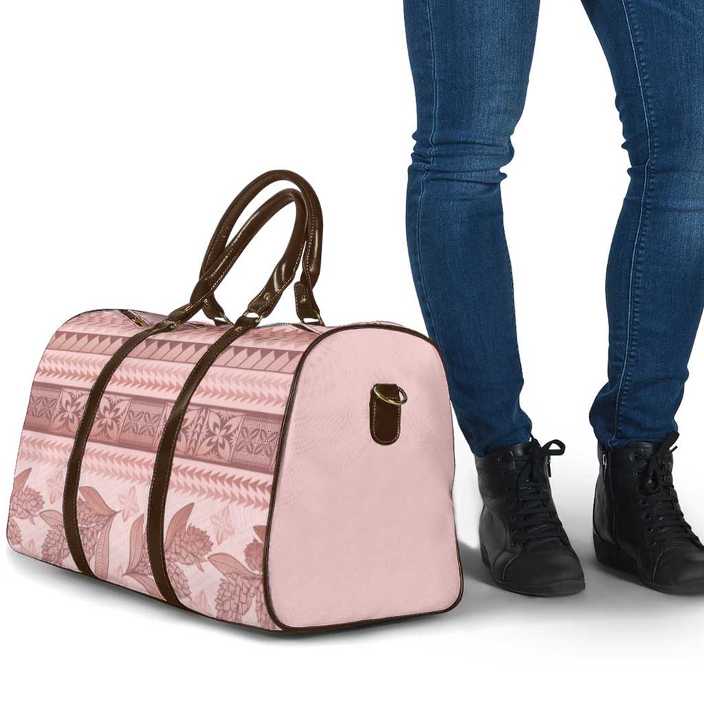 Pastel Pink Samoa Siapo Teuila Flowers Travel Bag - Polynesian Pride