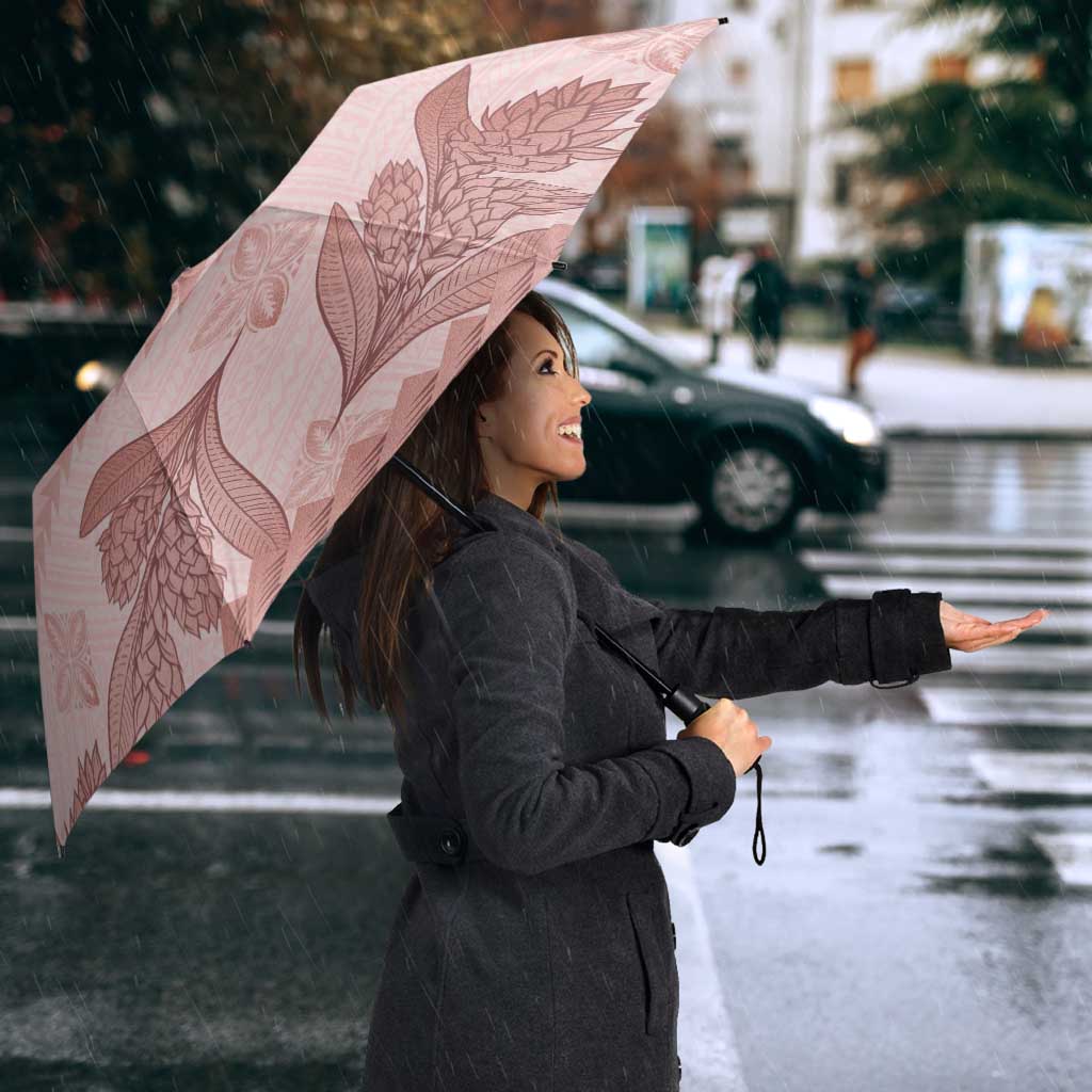 Pastel Pink Samoa Siapo Teuila Flowers Umbrella - Polynesian Pride
