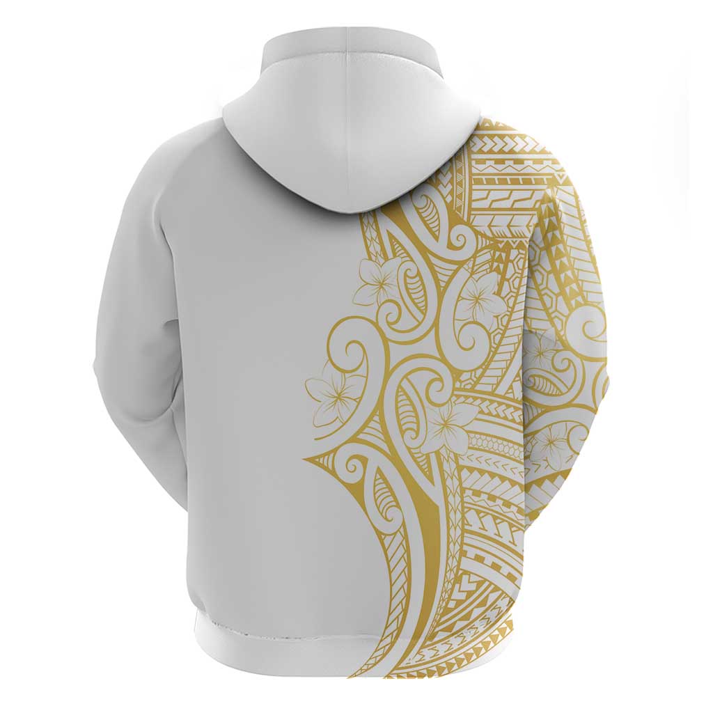 Polynesia White Sunday Hoodie Plumeria Polynesian Tribal Gold Color - Polynesian Pride