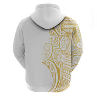 Polynesia White Sunday Hoodie Plumeria Polynesian Tribal Gold Color - Polynesian Pride