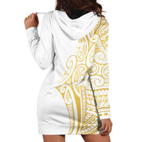 Polynesia White Sunday Hoodie Dress Plumeria Polynesian Tribal Gold Color LT14 - Polynesian Pride
