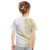 Polynesia White Sunday Kid T Shirt Plumeria Polynesian Tribal Gold Color LT14 - Polynesian Pride
