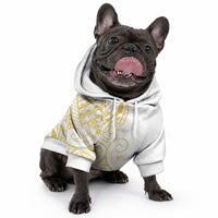 Polynesia White Sunday Pet Hoodie Plumeria Polynesian Tribal Gold Color