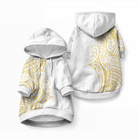 Polynesia White Sunday Pet Hoodie Plumeria Polynesian Tribal Gold Color