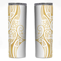 Polynesia White Sunday Skinny Tumbler Plumeria Polynesian Tribal Gold Color LT14 White - Polynesian Pride