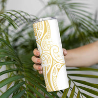 Polynesia White Sunday Skinny Tumbler Plumeria Polynesian Tribal Gold Color LT14 - Polynesian Pride