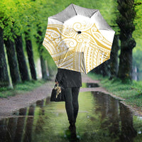 Polynesia White Sunday Umbrella Plumeria Polynesian Tribal Gold Color - Polynesian Pride