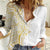 Polynesia White Sunday Women Casual Shirt Plumeria Polynesian Tribal Gold Color - Polynesian Pride