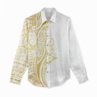 Polynesia White Sunday Women Casual Shirt Plumeria Polynesian Tribal Gold Color LT14 - Polynesian Pride