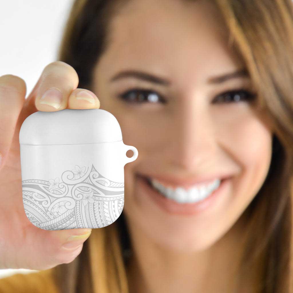 Polynesia White Sunday AirPods Case Plumeria Polynesian Tribal Grey Color - Polynesian Pride