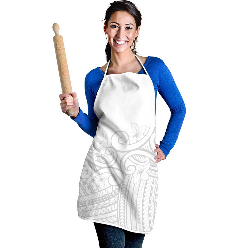 Polynesia White Sunday Apron Plumeria Polynesian Tribal Grey Color - Polynesian Pride