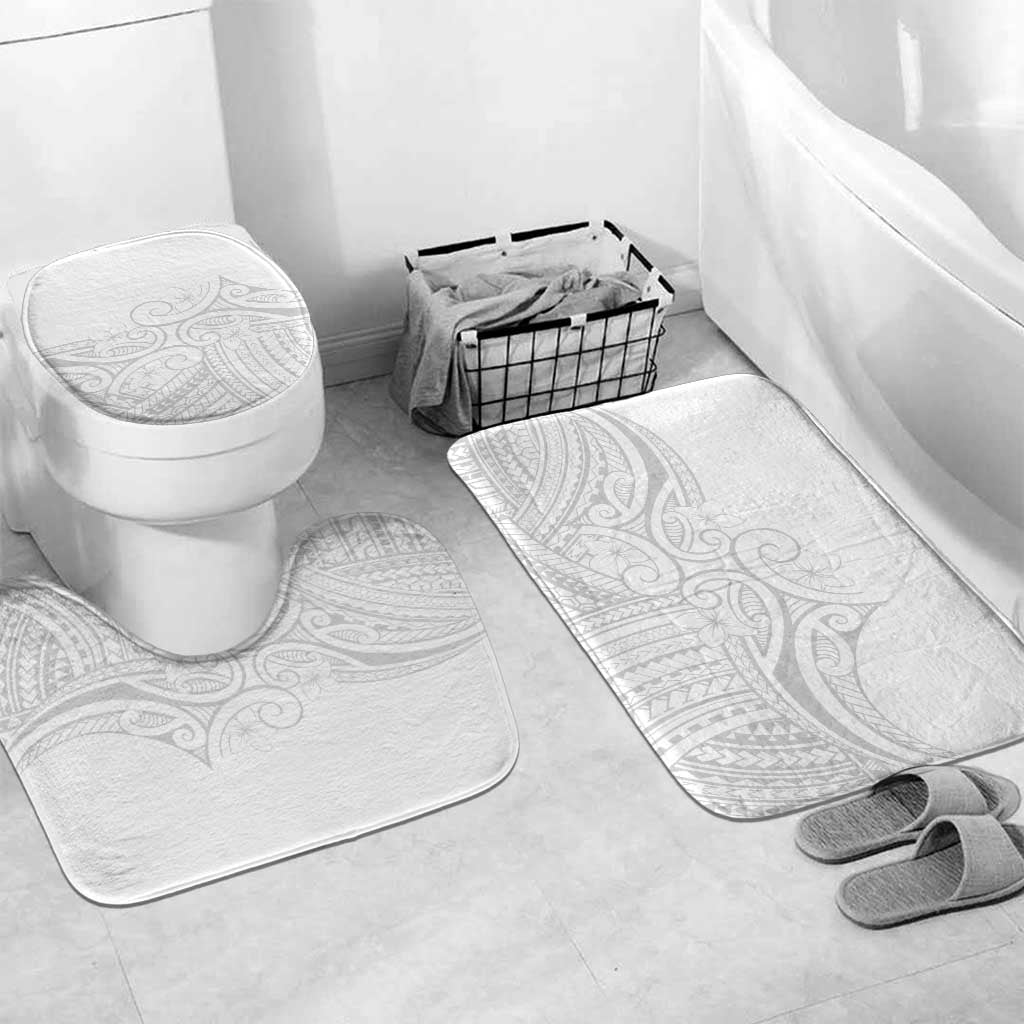 Polynesia White Sunday Bathroom Set Plumeria Polynesian Tribal Grey Color - Polynesian Pride