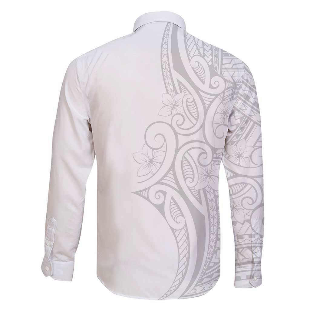 Polynesia White Sunday Family Matching Mermaid Dress and Hawaiian Shirt Plumeria Polynesian Tribal Grey Color LT14 - Polynesian Pride