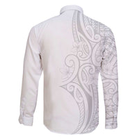 Polynesia White Sunday Family Matching Off The Shoulder Long Sleeve Dress and Hawaiian Shirt Plumeria Polynesian Tribal Grey Color LT14 - Polynesian Pride