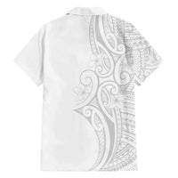 Polynesia White Sunday Family Matching Summer Maxi Dress and Hawaiian Shirt Plumeria Polynesian Tribal Grey Color LT14 - Polynesian Pride