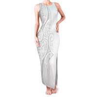 Polynesia White Sunday Family Matching Tank Maxi Dress and Hawaiian Shirt Plumeria Polynesian Tribal Grey Color LT14 Mom's Dress White - Polynesian Pride