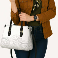 Polynesia White Sunday Leather Bag Plumeria Polynesian Tribal Grey Color - Polynesian Pride