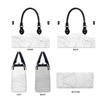 Polynesia White Sunday Leather Bag Plumeria Polynesian Tribal Grey Color - Polynesian Pride