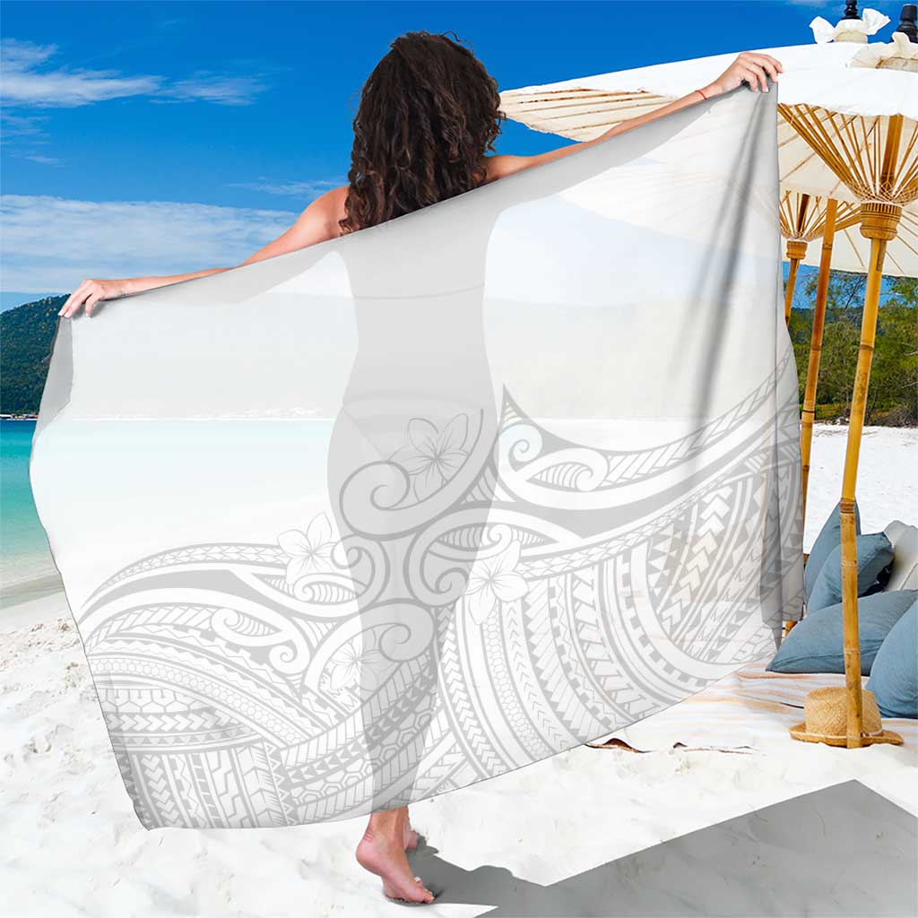 Polynesia White Sunday Sarong Plumeria Polynesian Tribal Grey Color - Polynesian Pride