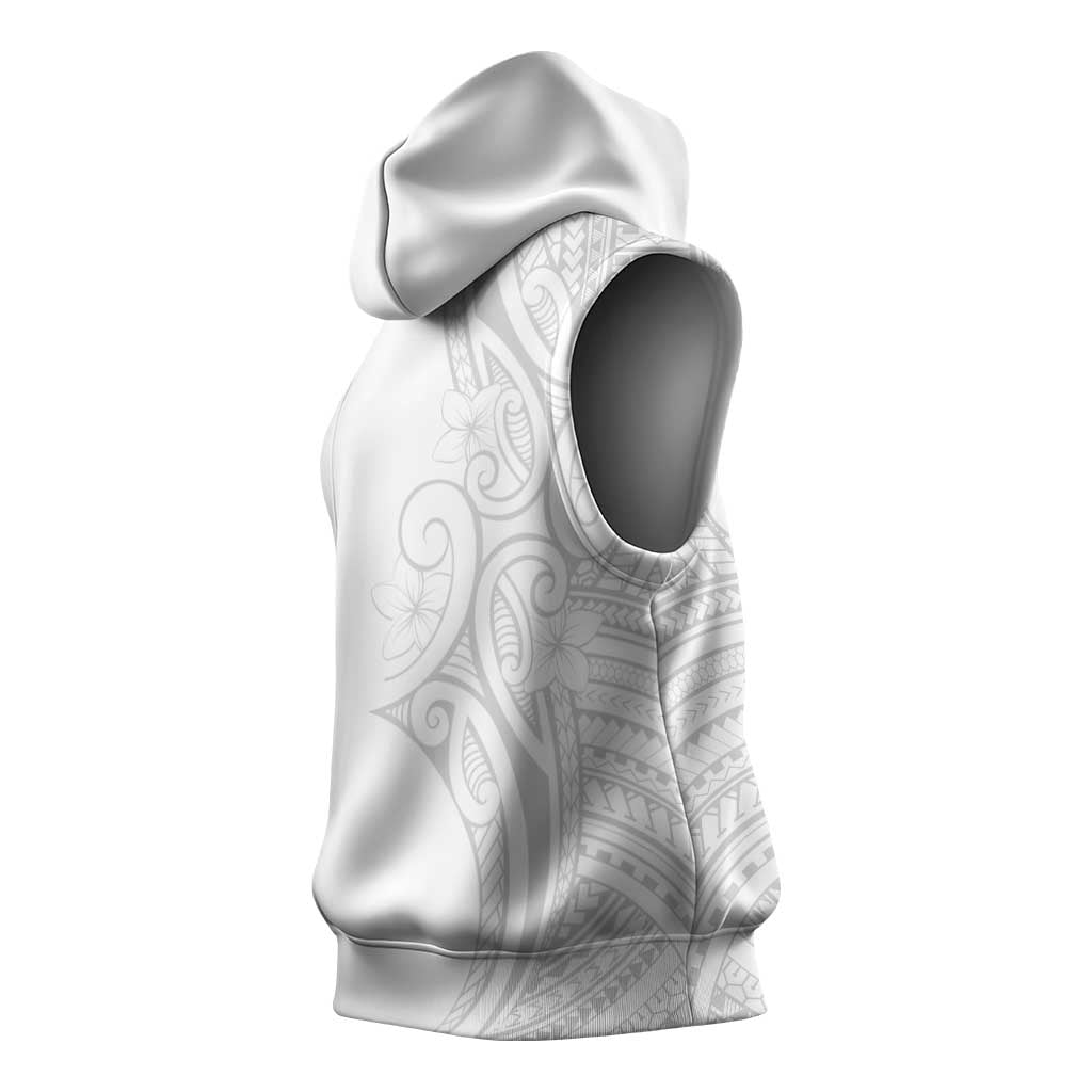 Polynesia White Sunday Sleeveless Hoodie Plumeria Polynesian Tribal Grey Color LT14 - Polynesian Pride