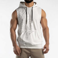 Polynesia White Sunday Sleeveless Hoodie Plumeria Polynesian Tribal Grey Color LT14 - Polynesian Pride