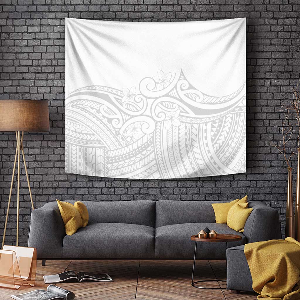 Polynesia White Sunday Tapestry Plumeria Polynesian Tribal Grey Color - Polynesian Pride