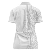 Polynesia White Sunday Women Polo Shirt Plumeria Polynesian Tribal Grey Color - Polynesian Pride