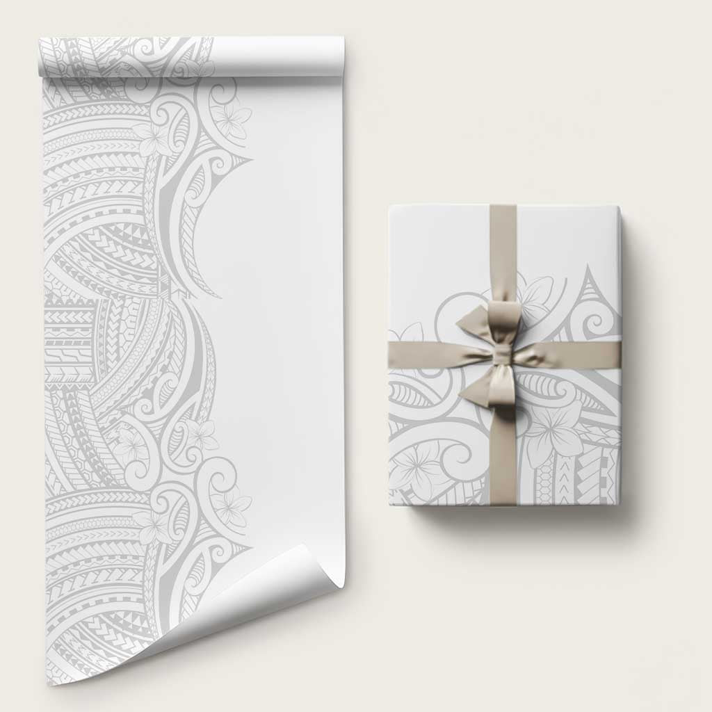 Polynesia White Sunday Wrapping Paper Plumeria Polynesian Tribal Grey Color LT14 58" × 23" White - Polynesian Pride