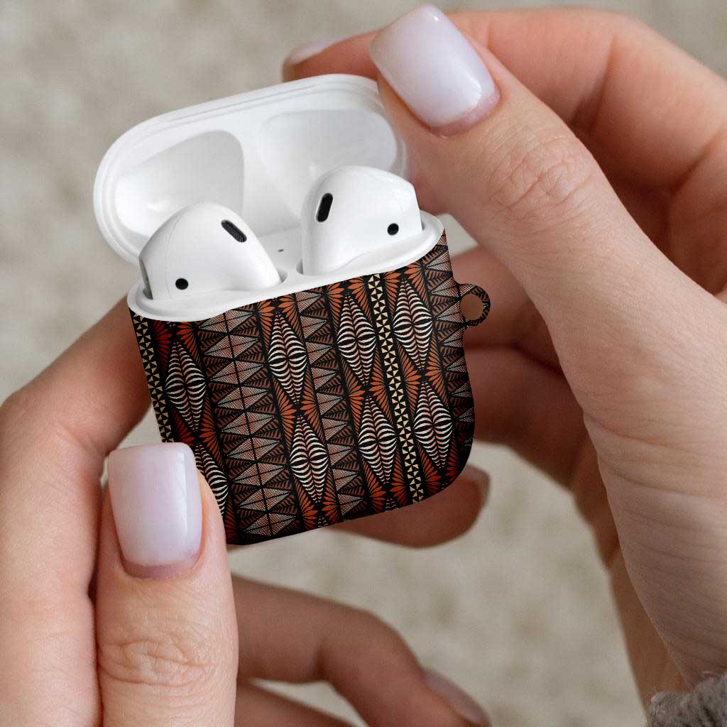 Malo e lelei Tonga AirPods Case Tongan Ngatu Vintage Brown - Polynesian Pride