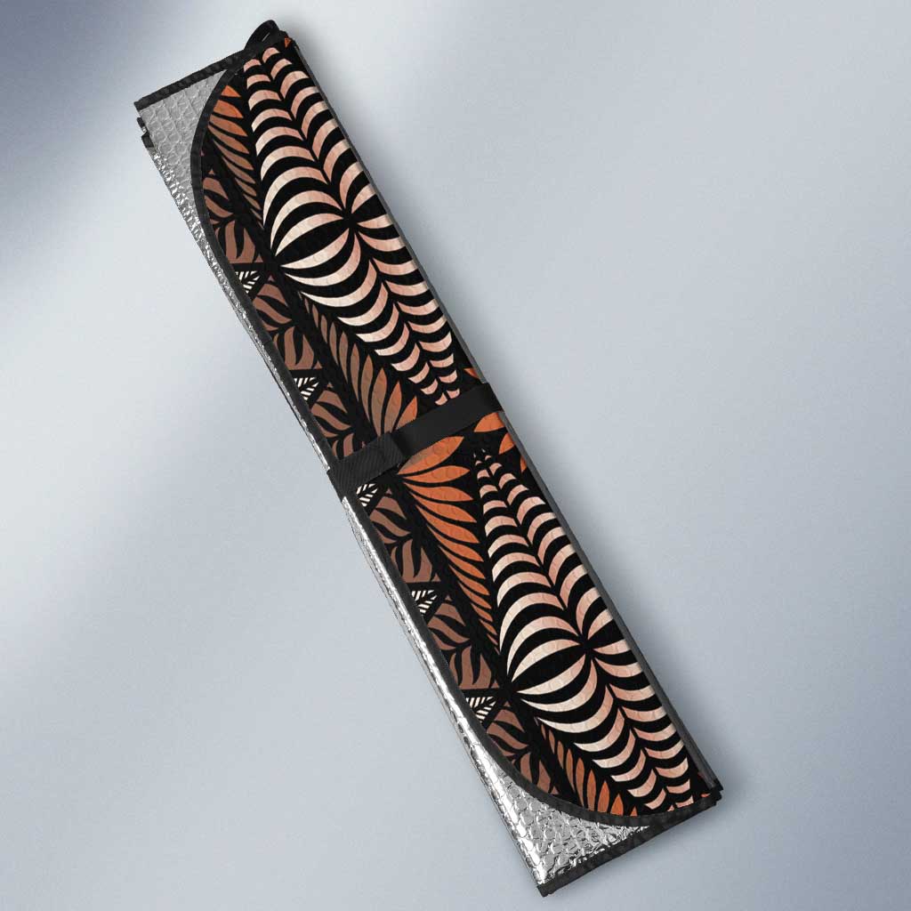 Malo e lelei Tonga Auto Sun Shade Tongan Ngatu Vintage Brown - Polynesian Pride