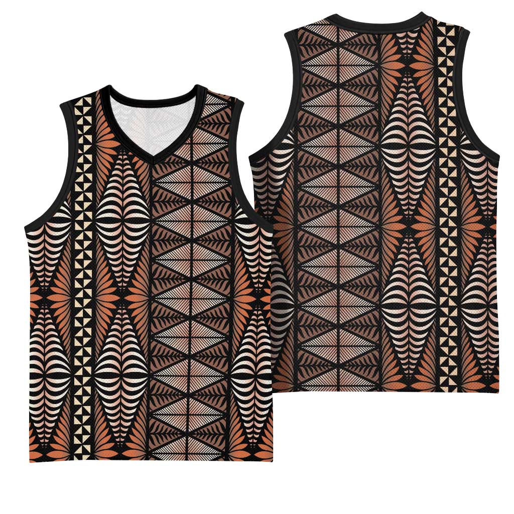 Malo e lelei Tonga Basketball Jersey Tongan Ngatu Vintage Brown - Polynesian Pride