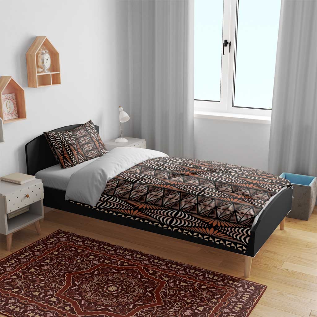 Malo e lelei Tonga Bedding Set Tongan Ngatu Vintage Brown - Polynesian Pride