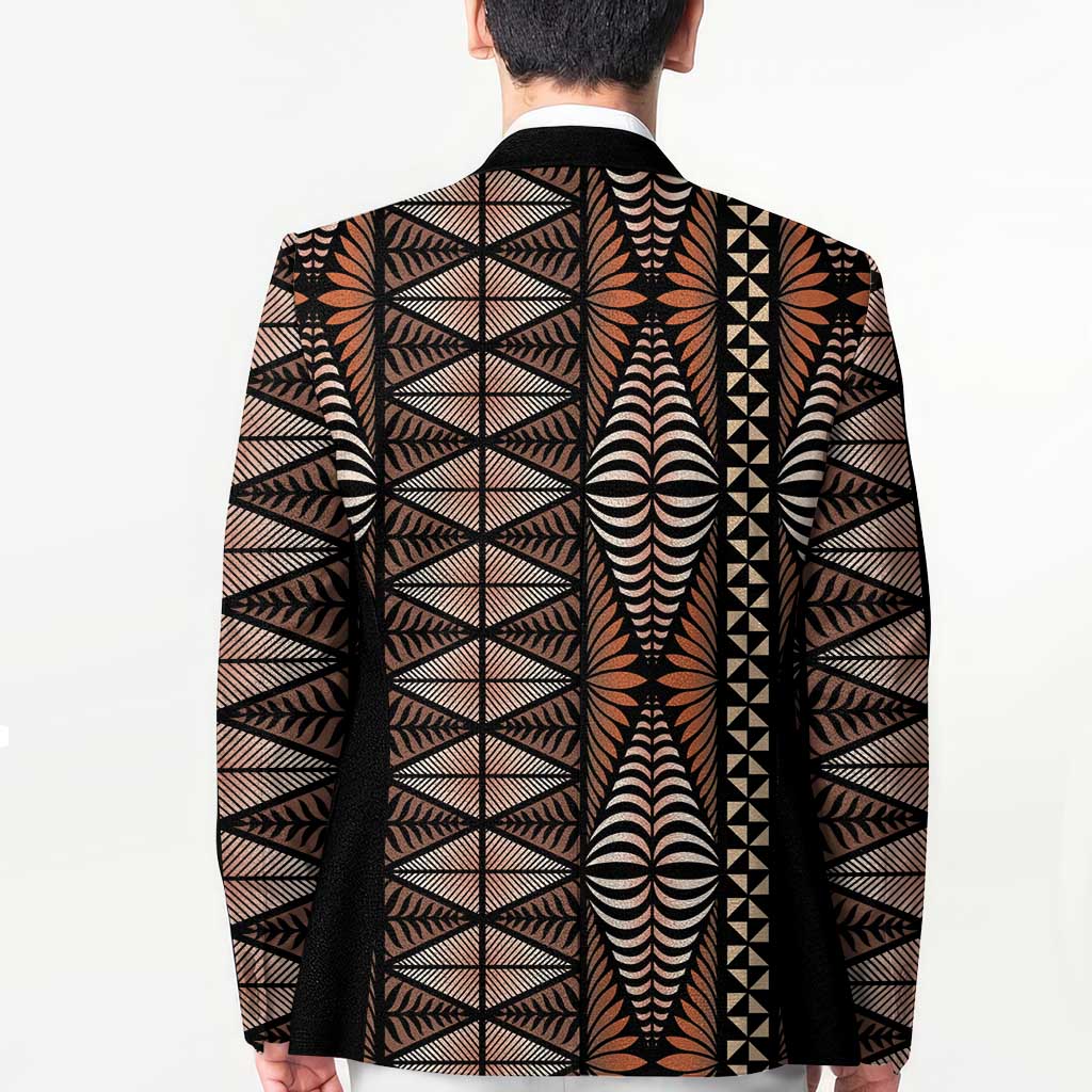Malo e lelei Tonga Blazer Tongan Ngatu Vintage Brown - Polynesian Pride
