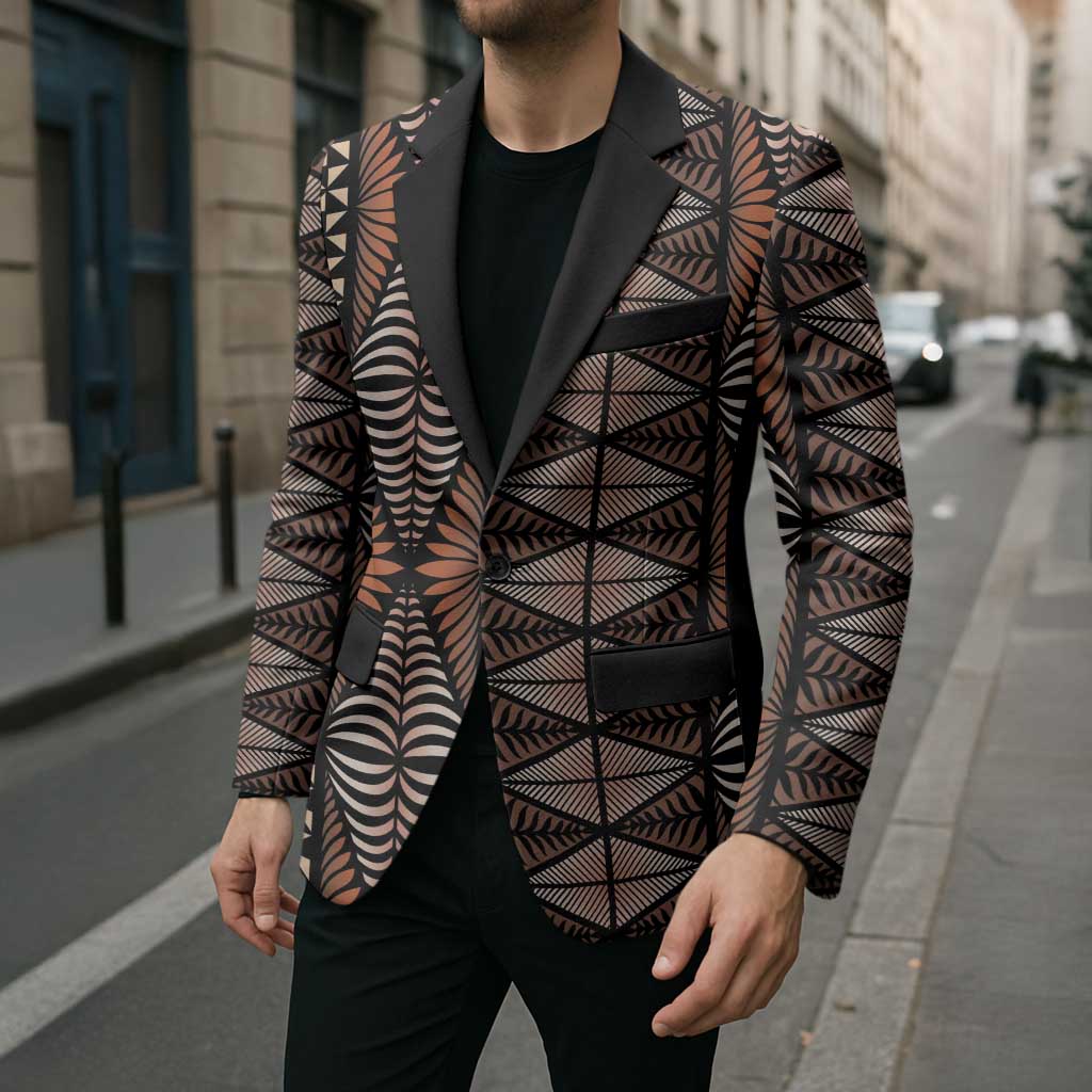 Malo e lelei Tonga Blazer Tongan Ngatu Vintage Brown - Polynesian Pride