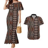 Malo e lelei Tonga Couples Matching Mermaid Dress and Hawaiian Shirt Tongan Ngatu Vintage Brown LT14 Brown - Polynesian Pride